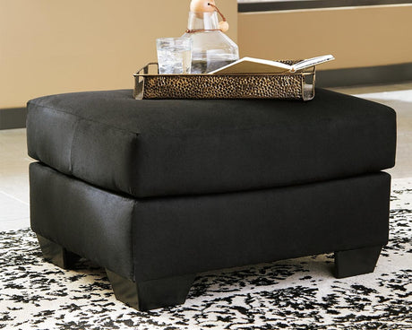 Darcy Black Microfiber Ottoman front view