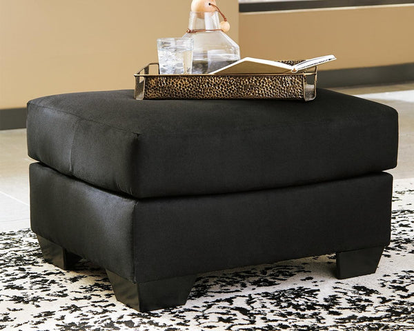 Darcy Black Microfiber Ottoman front view