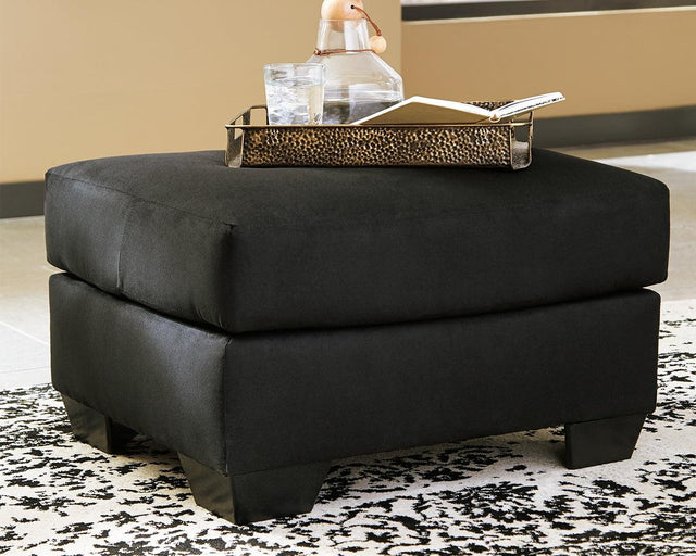 Darcy Black Microfiber Ottoman front view