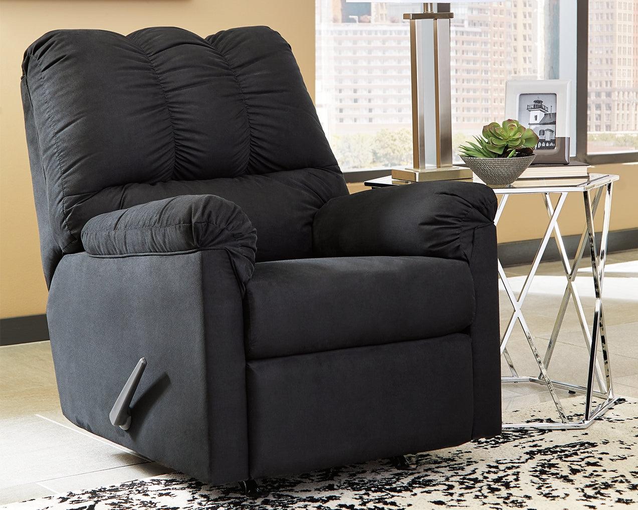 main view of Darcy Black Microfiber Recliner recliner
