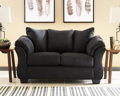 Darcy Black Microfiber Loveseat front view