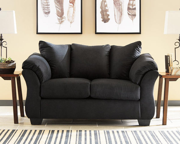 Darcy Black Microfiber Loveseat front view