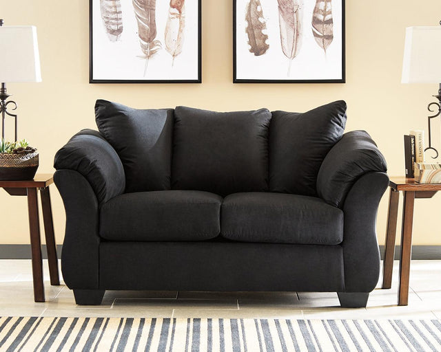 Darcy Black Microfiber Loveseat front view