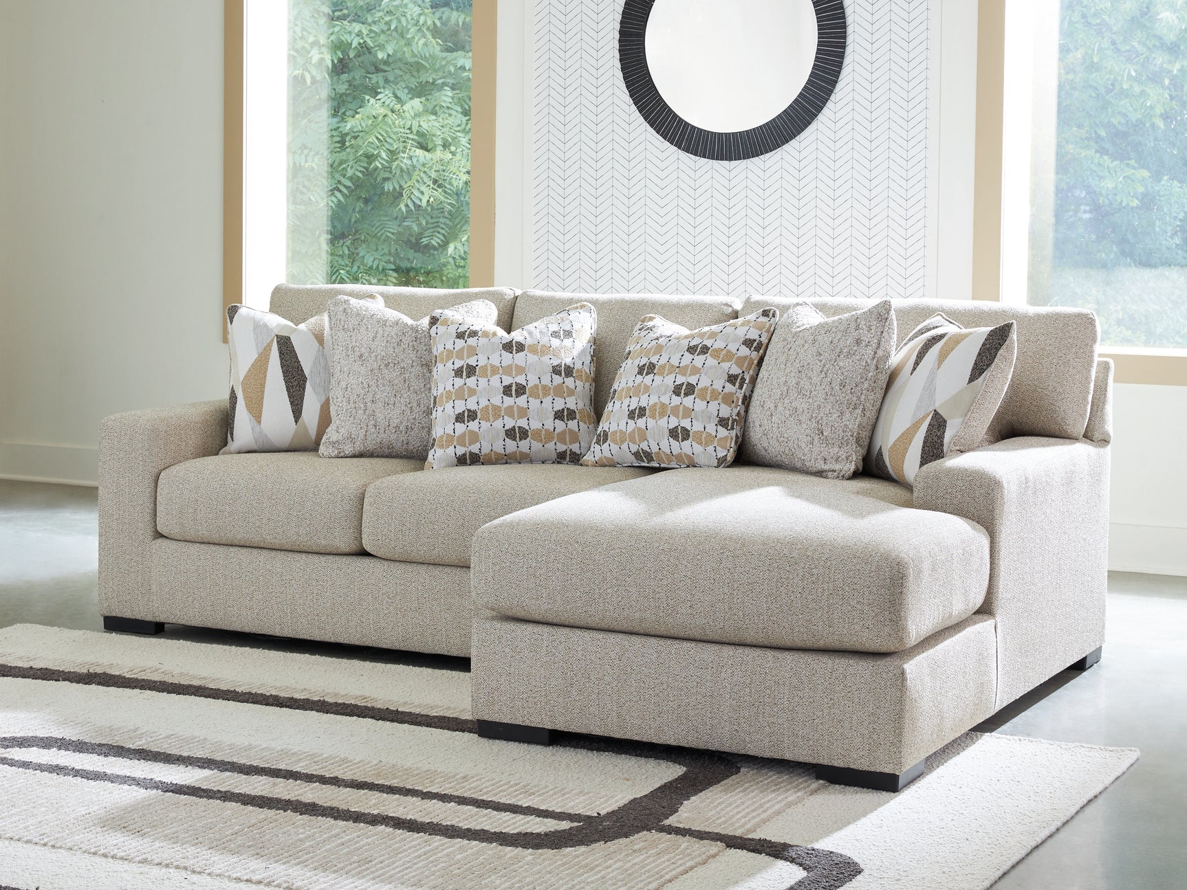 Room view of Laurelgrove Pebble Chenille 2-Piece Sectional Sofa Chaise