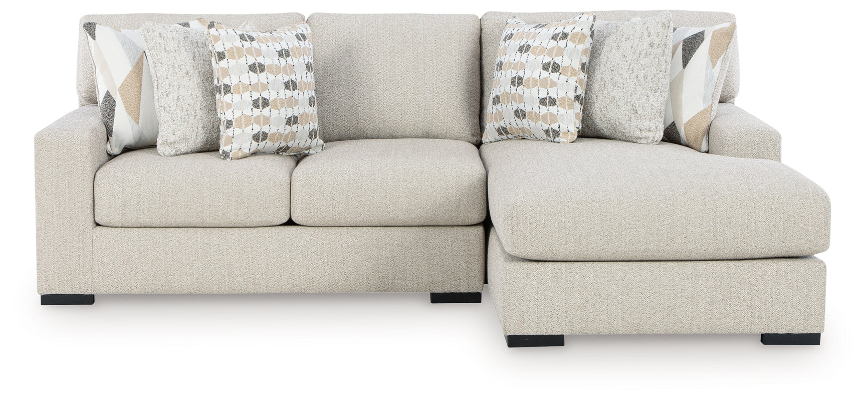 Front view of Laurelgrove Pebble Chenille sectional sofa chaise