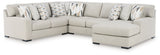 Angled front view of Laurelgrove Pebble Chenille Sectional with Chaise