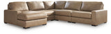 Side view of Veronella Sahara Leather 5-Piece Sectional Sofa with Chaise