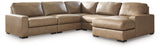 Side angle of Veronella Sahara Leather 5-Piece Sectional Sofa with Chaise