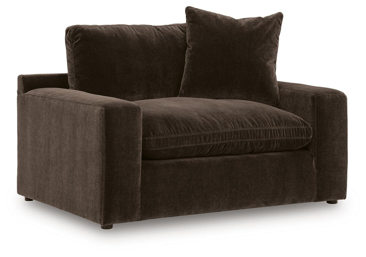 Maxton Heights Bittersweet Velvet Chenille Oversized Chair — angled view