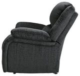 reclining position of Draycoll Slate Chenille Recliner