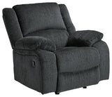 side view of Draycoll Slate Chenille Recliner showing profile