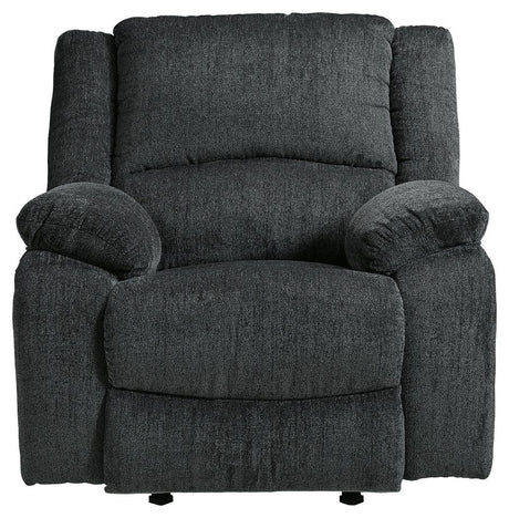 angled side view of Draycoll Slate Chenille Recliner