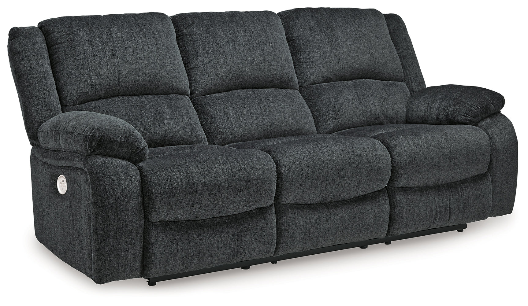 Thickly cushioned armrest on sofa