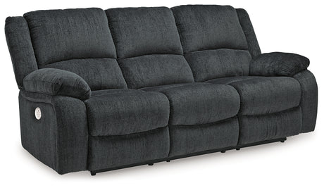 Close-up of chenille upholstery texture on Draycoll Slate sofa