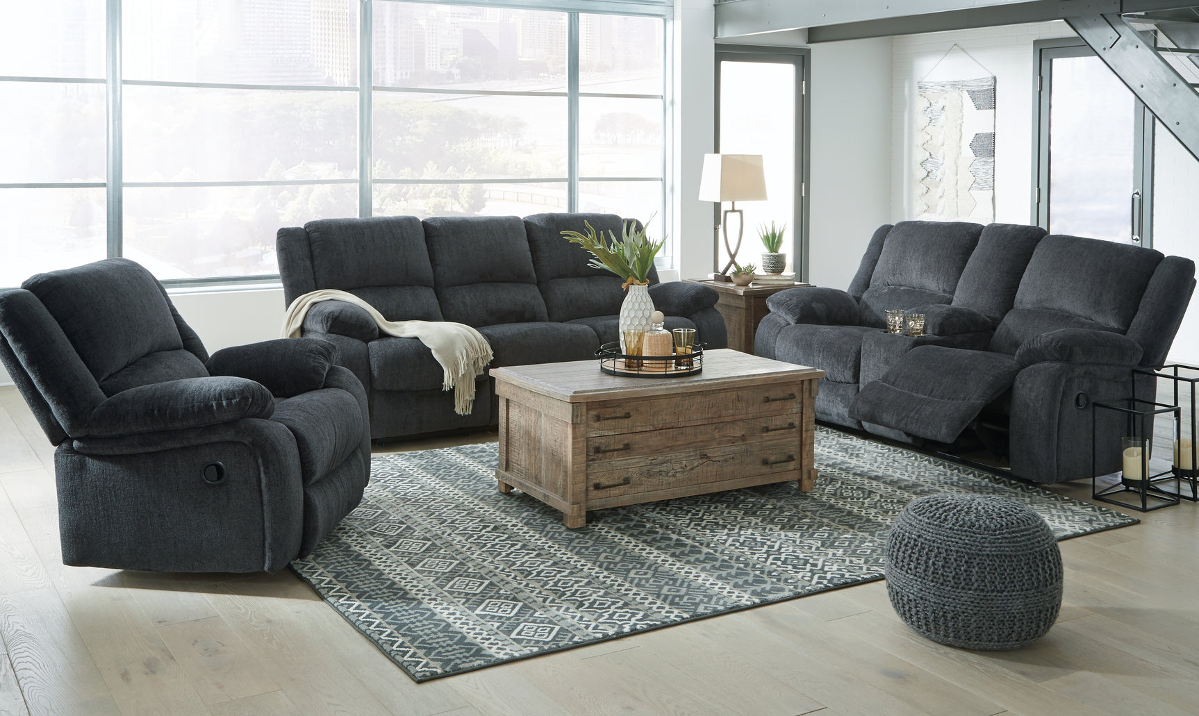 Draycoll Slate sofa reclining mechanism engaged
