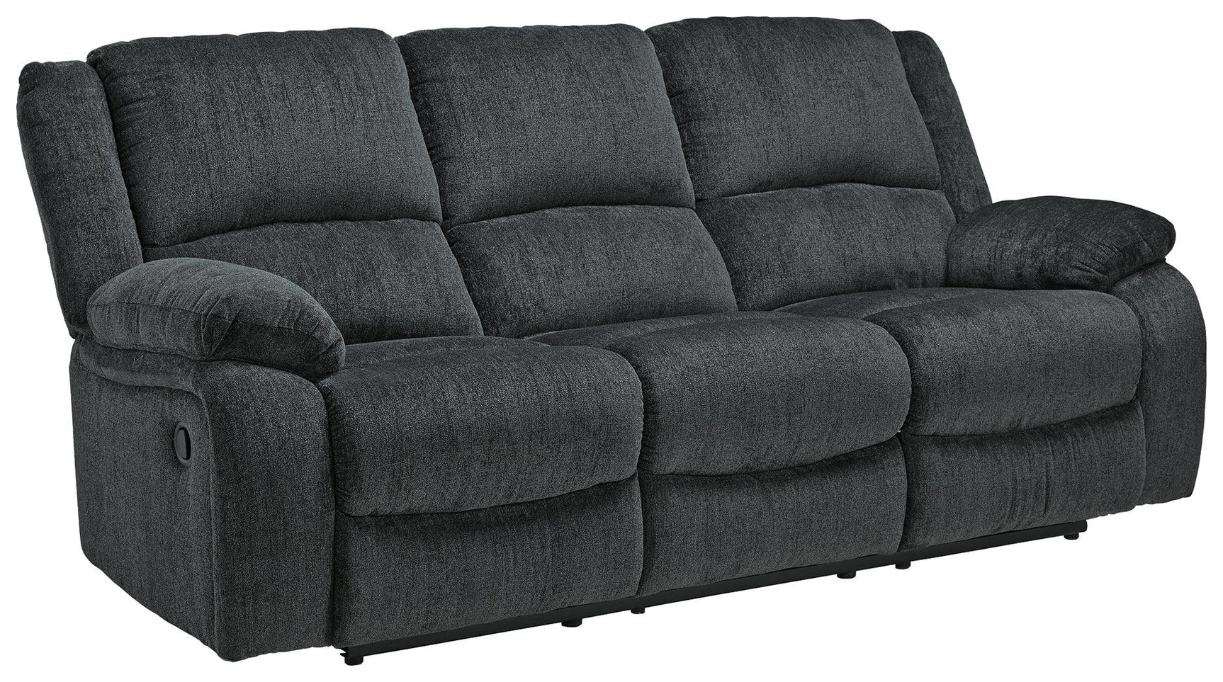 Draycoll Slate Chenille Reclining Sofa rear side view