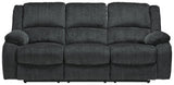 Draycoll Slate Chenille Reclining Sofa open recliner angle