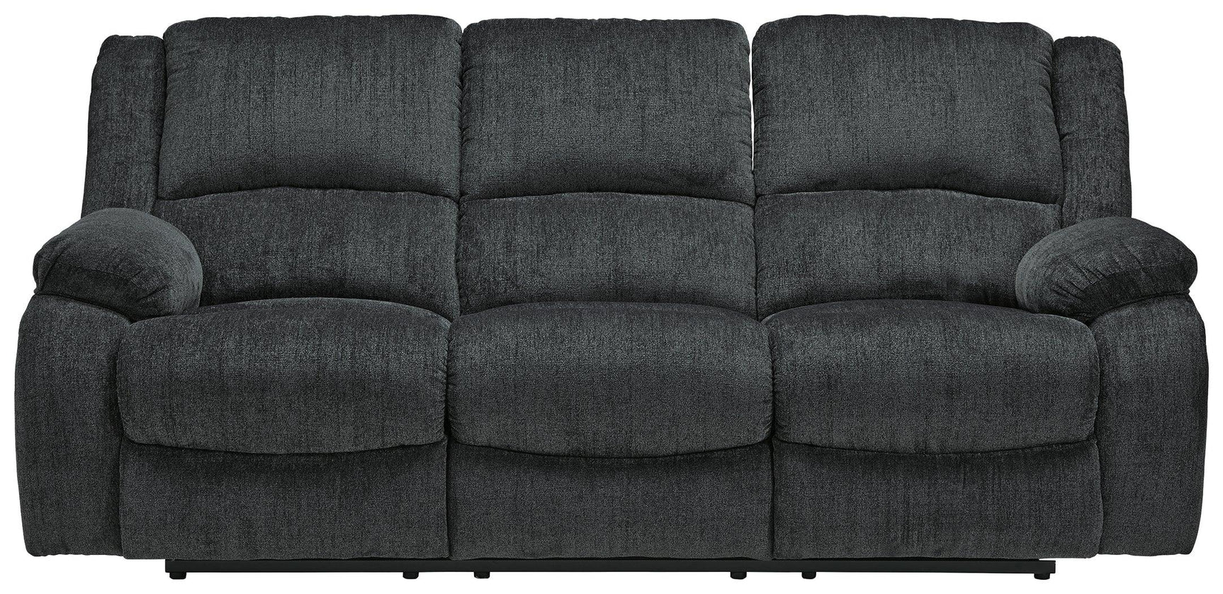 Draycoll Slate Chenille Reclining Sofa open recliner angle