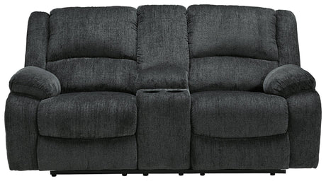 Front close-up of loveseat with adjustable headrests