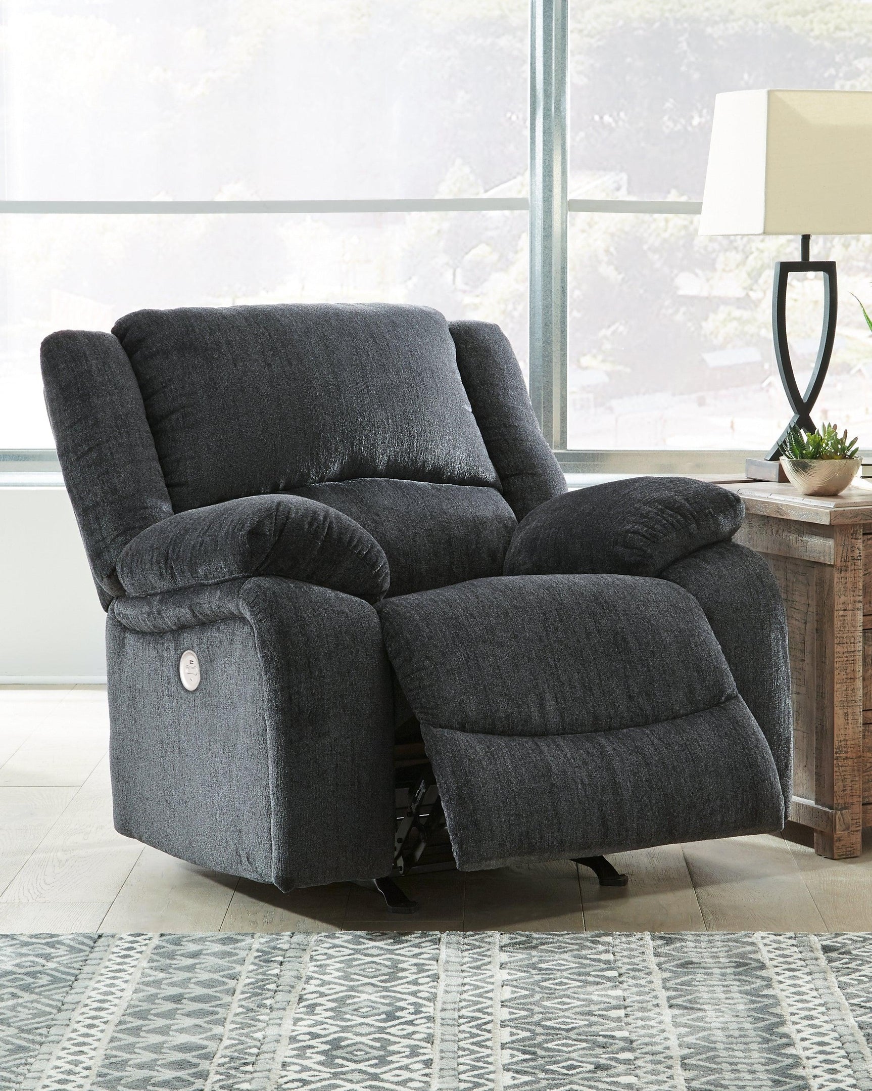 Draycoll Slate Chenille Power Recliner main seating view
