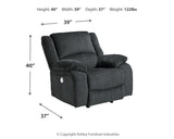 Draycoll Slate Chenille Power Recliner dimensions illustration