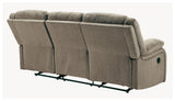 Draycoll Slate Chenille Reclining Sofa back support detail