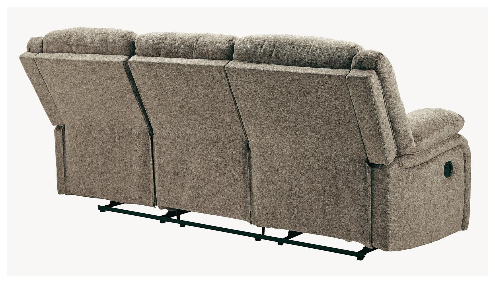 Draycoll Slate Chenille Reclining Sofa back support detail