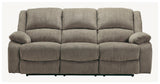 Draycoll Slate Chenille Reclining Sofa close-up on armrest