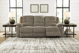 Draycoll Slate Chenille Reclining Sofa side view reclined