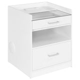 Furda White High Gloss 2-Drawer LED Nightstand with Speaker — product view