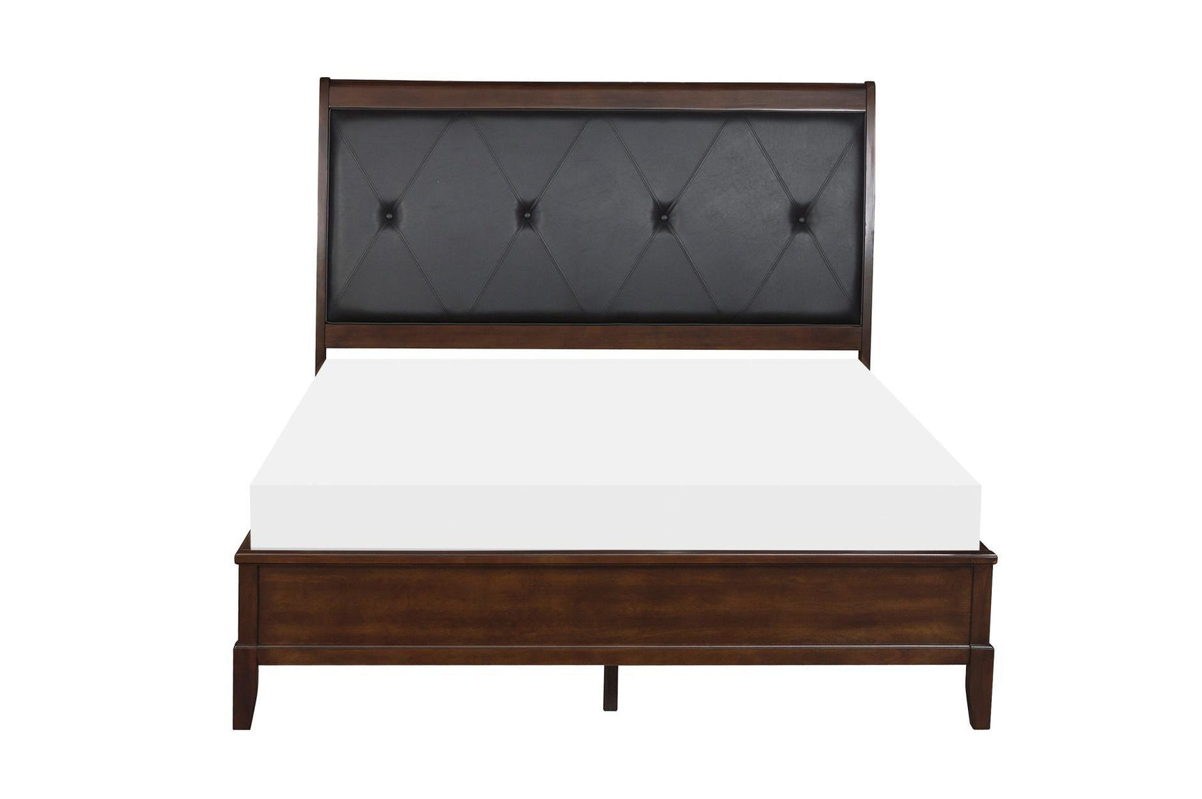 Cotterill Cherry Faux Leather Tufted Panel Bedroom Set full bedroom view