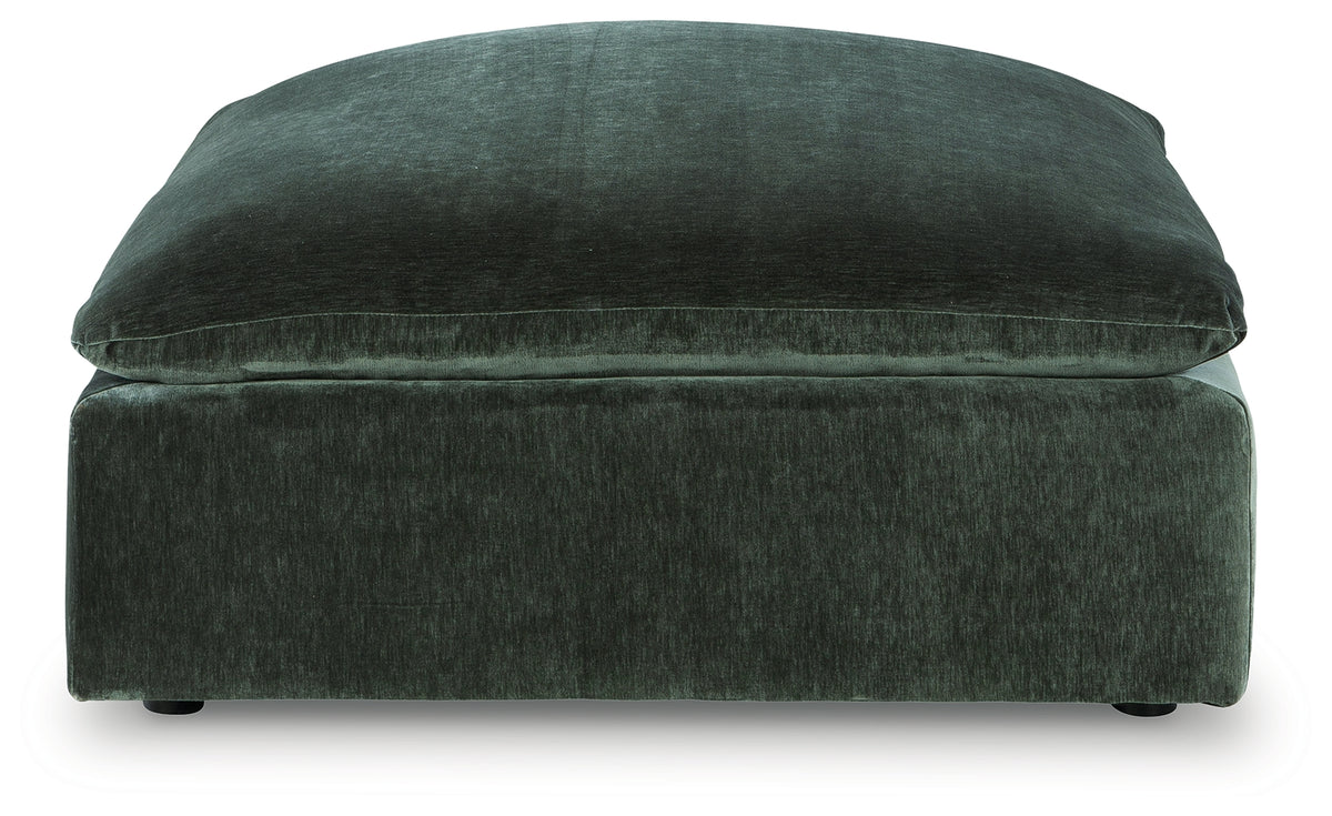 Carriage View Jade Velvet Oversized Accent Ottoman head on view