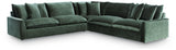 Side view of Carriage View Jade Velvet 3-Piece Sectional Sofa