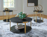 Black and Brass Coffee Table with Two End Tables — product view