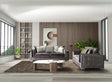 Skylar Gray Velvet Sofa and Loveseat front view with gray velvet upholstery