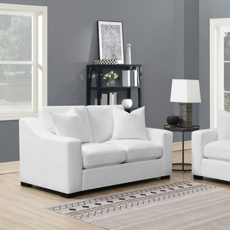 Ashlyn Upholstered Sloped Arm Loveseat White — product image 2
