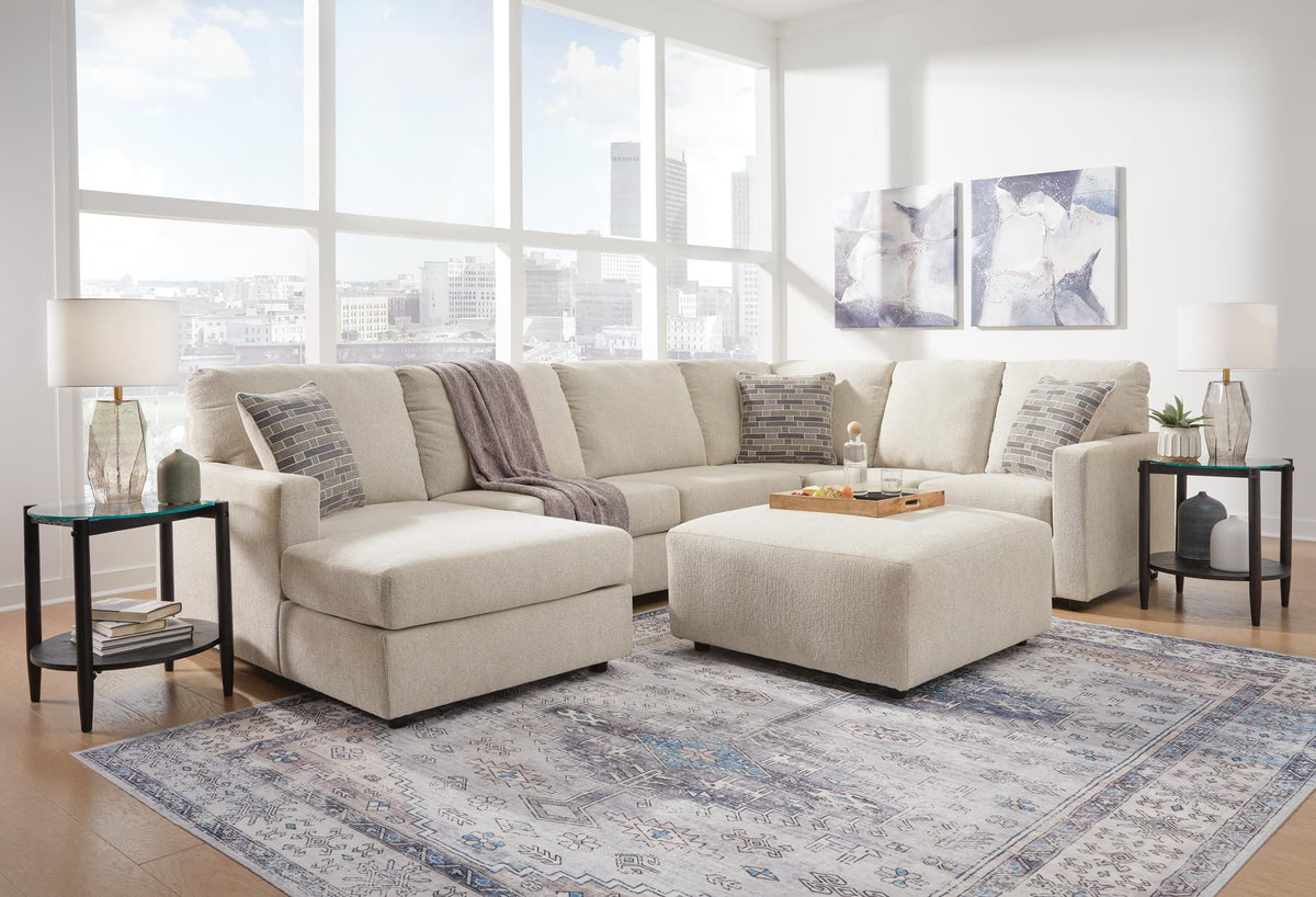 Edenfield Linen 3-Piece Sectional with Ottoman — product view