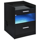 Furda 2-Drawer LED Nightstand Bedside Table with Speaker Black Ash — product image 2