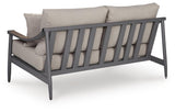 Ocean Gray Beach Outdoor Sofa and Loveseat with Coffee Table Set — back view