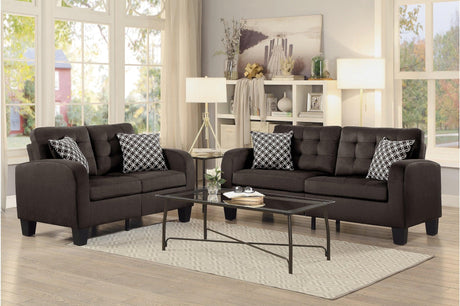 Sinclair Chocolate Fabric Tufted Sofa front view