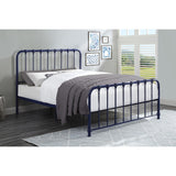 Classic rounded profile of Bethany Blue full metal platform bed