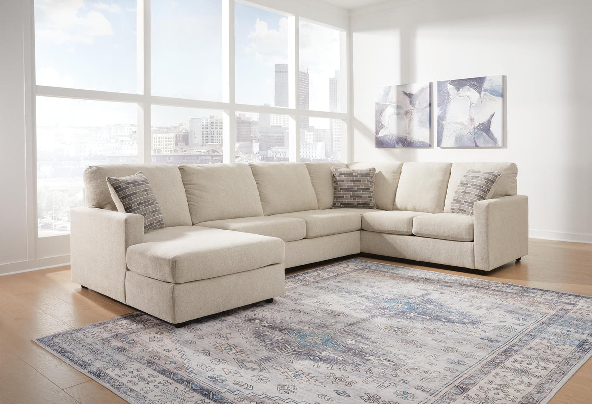 Edenfield Linen 3-Piece Sectional with Ottoman — product image 9