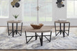 Round Grayish Brown and Black Coffee Table Set — product view