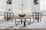 Round Grayish Brown and Black Coffee Table Set — product view