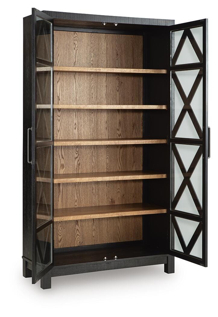 Christop Black/Brown Accent Cabinet — angled view