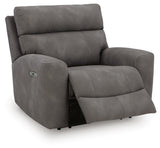 Next-Gen Durapella Slate Microfiber Power Recliner — angled view