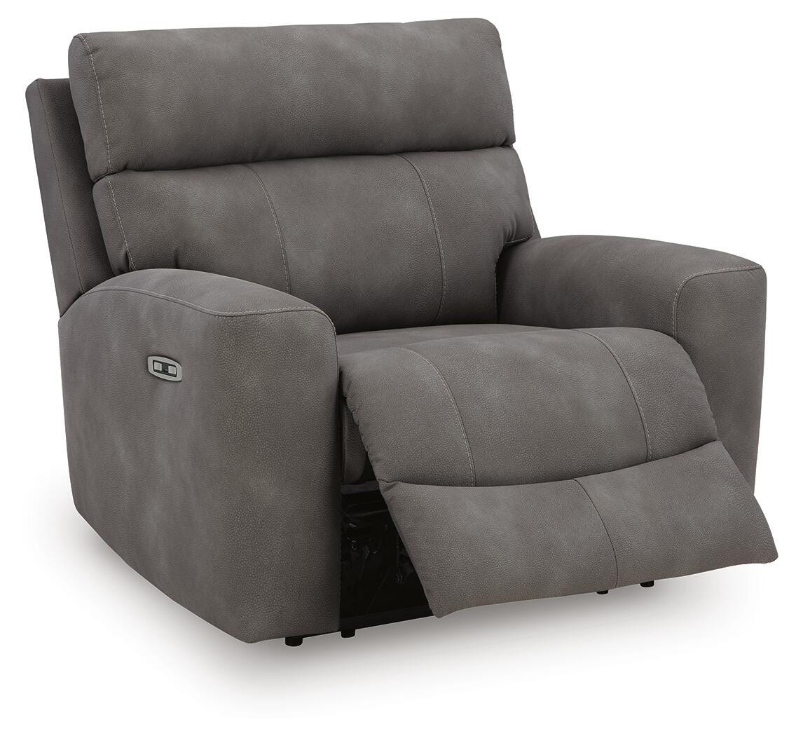 Next-Gen Durapella Slate Microfiber Power Recliner — angled view
