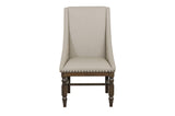Reid Neutral Fabric Rectangular Dining Room Set arm chair detail