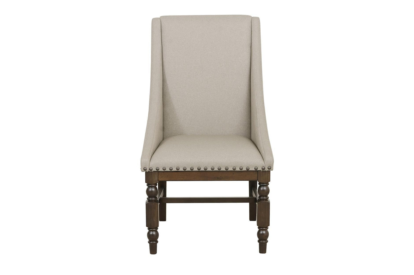 Reid Neutral Fabric Rectangular Dining Room Set arm chair detail