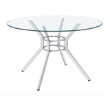 Steele 48-inch Round Glass Top Dining Table Chrome — product view